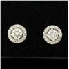 Image 1 : NEW 14k White Gold 1.06 ctw Round Brilliant Diamond Stud Earrings w/ Pave Halos