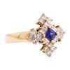 Image 1 : 1.16 ctw Princess Brilliant Blue Sapphire And Baguette Cut Diamond Ring - 14KT R