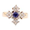 Image 2 : 1.16 ctw Princess Brilliant Blue Sapphire And Baguette Cut Diamond Ring - 14KT R