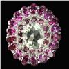 Image 1 : Natural Green Amethyst &  Rhodolite Garnet Ring