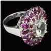 Image 3 : Natural Green Amethyst &  Rhodolite Garnet Ring