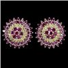 Image 1 : Natural Rhodolite Garnet & Sapphire Earrings