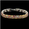 Image 1 : Natural Multi Color Sapphire, Rhodolite Garnet Bracelet
