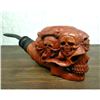 Image 1 : Handcarved Wooden Skeleton Skulls Smoking Pipe