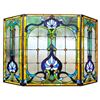 Image 1 : Tiffany-style Stained Glass Folding Fireplace Screen