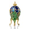 Image 1 : Faberge Inspired Blue Floral Footed Trinket Box Egg