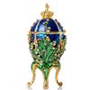 Image 2 : Faberge Inspired Blue Floral Footed Trinket Box Egg