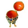 Image 4 : Faberge Inspired Blue Floral Footed Trinket Box Egg