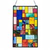 Image 1 : Modern Geometric Multi Media Stained Glass Hanging Window Panel