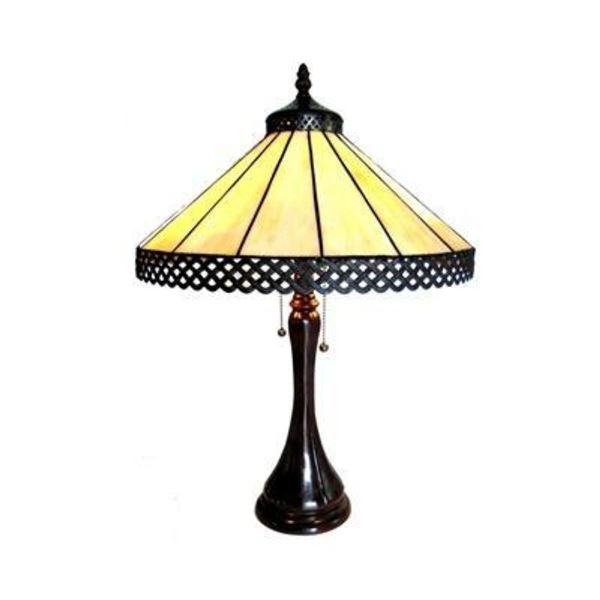 Modern Tiffany-style Variegated Paneled Stained Glass Table Lamp