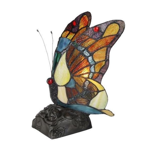 Stained Art Glass Butterfly Form Accent Lamp