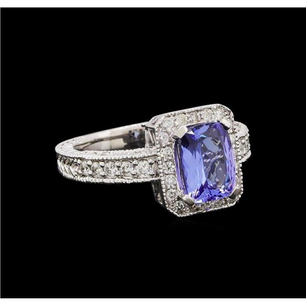 14KT White Gold 1.54 ctw Tanzanite and Diamond Ring