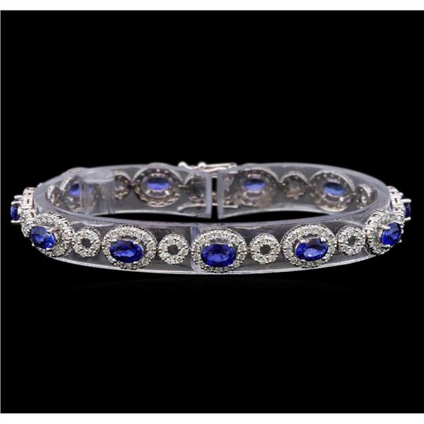 14KT White Gold 6.50 ctw Sapphire and Diamond Bracelet