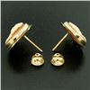 Image 5 : Vintage 14K Yellow Gold Oval Carved Shell Cameo Framed Screw Back Stud Earrings