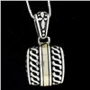 Image 2 : 14k Yellow Gold & Sterling Silver Designer Plain Open Puffed Pendant Necklace
