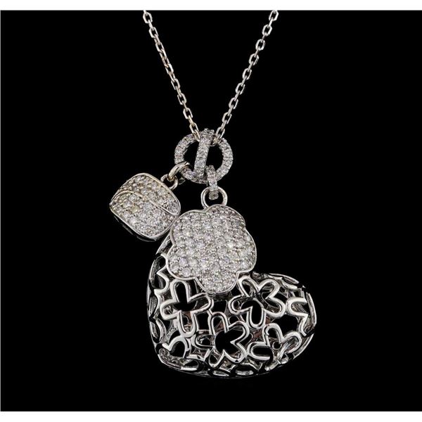 1.29 ctw Diamond Pendant With Chain - 14KT White Gold