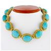 Image 2 : 18k Yellow Gold GIA Certified Large Cabochon Greenish Blue Turquoise Statement N