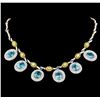Image 2 : 42.82 ctw Blue Zircon and Diamond Necklace - 14-18KT White And Yellow Gold