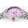 Image 4 : Rolex Mens Stainless Steel Pink Diamond & Ruby 36MM Datejust Wristwatch
