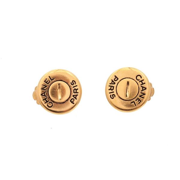 Chanel Gold Logo Earrings