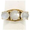 Image 1 : Antique 18k Gold 4.50 ctw Three Stone Cabochon Moonstone Open Work Band Ring