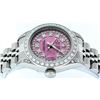 Image 4 : Rolex Ladies Stainless Steel Quickset Pink String Diamond Lugs Datejust Wristwat