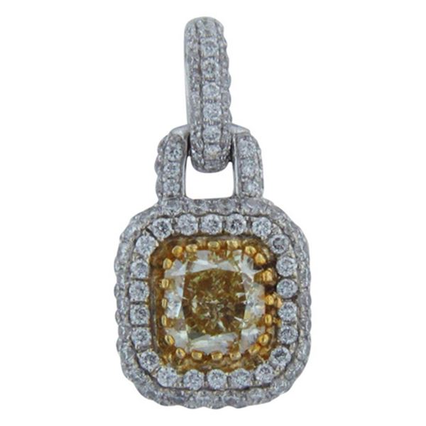 18k White Gold 1.21CTW Diamond Pendant, (VS1/G/Fancy Yellow)