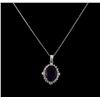 Image 2 : 4.46 ctw Amethyst and Diamond Pendant With Chain - 14KT White Gold