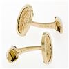 Image 5 : Men's 14k Yellow Gold Sandblast Finish 15.85mm Round Sun Burst Cuff Links