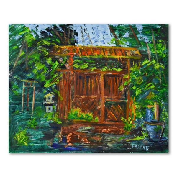 Elliot Fallas, "Zen Garden" Original Oil Painting on Canvas, Hand Signed with Le