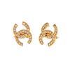 Image 1 : Chanel Vintage Gold Rhinestone CC Clip On Earrings