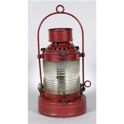 RED SHIP'S LANTERN 23" high, stamped "Dressel