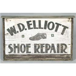 PAINTED SHOE REPAIR SIGN 39"x24", circa 1900,