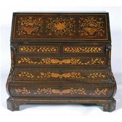 DUTCH MARQUETRY BOMBAY DESK the lid concealin