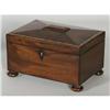 Image 1 : REGENCY MAHOGANY TEA CADDY, with satinwood cr