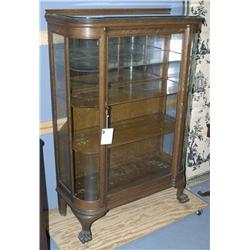 OAK PAW FOOT CHINA CABINET, with mirrored bac