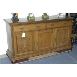 CARVED OAK SIDEBOARD, 72" long, circa 1910