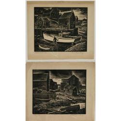 CAROLL THAYER BERRY pair of woodblock prints,