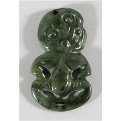 MAORI NEPHRITE JADE TIKI PENDANT 3" high, CON