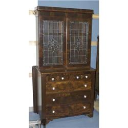 EMPIRE MAHOGANY BREAKFRONT with bookcase top,