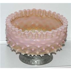 VICTORIAN HOBNAIL GLASS FOOTED BOWL, conditio