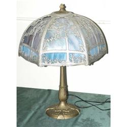 TABLE LAMP, overlay stained glass, circa 1925