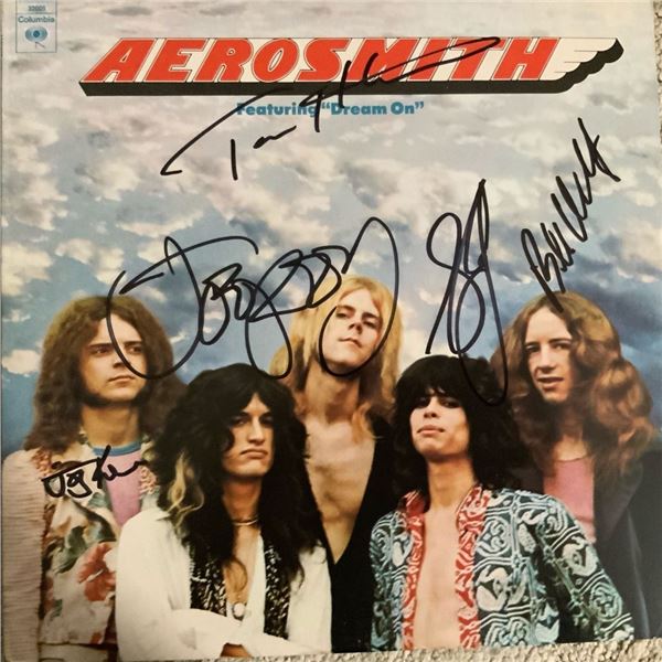 Signed Aerosmith Album Cover ( Their Debut Album)