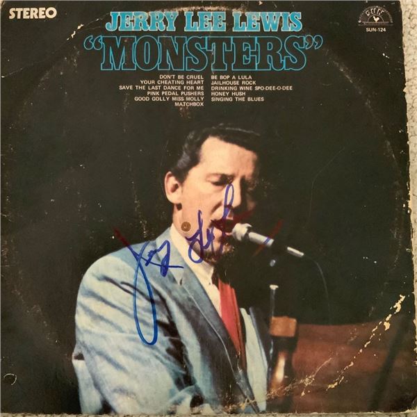 Signed Jerry Lee Lewis Monsters Album Cover