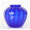 Image 1 : Steuben Cobalt Ribbed Art Glass Vase