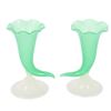 Image 1 : Pr Steuben Green Jade & Alabaster Cornucopia Vases