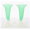 Image 4 : Pr Steuben Green Jade & Alabaster Cornucopia Vases