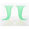 Image 5 : Pr Steuben Green Jade & Alabaster Cornucopia Vases