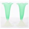 Image 6 : Pr Steuben Green Jade & Alabaster Cornucopia Vases