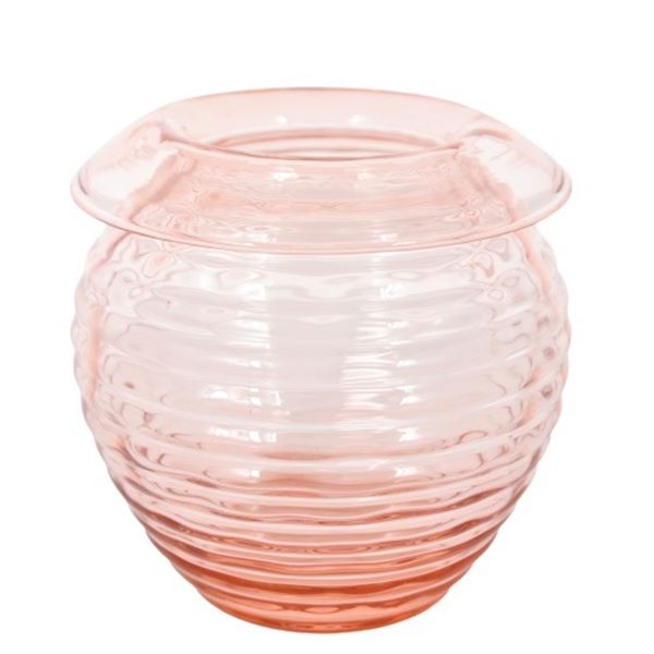 Steuben Vase, Ribbed w Folded Rim